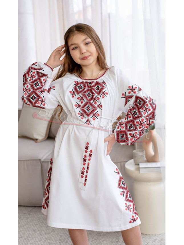 White embroidered dress for a girl 4361 size 140