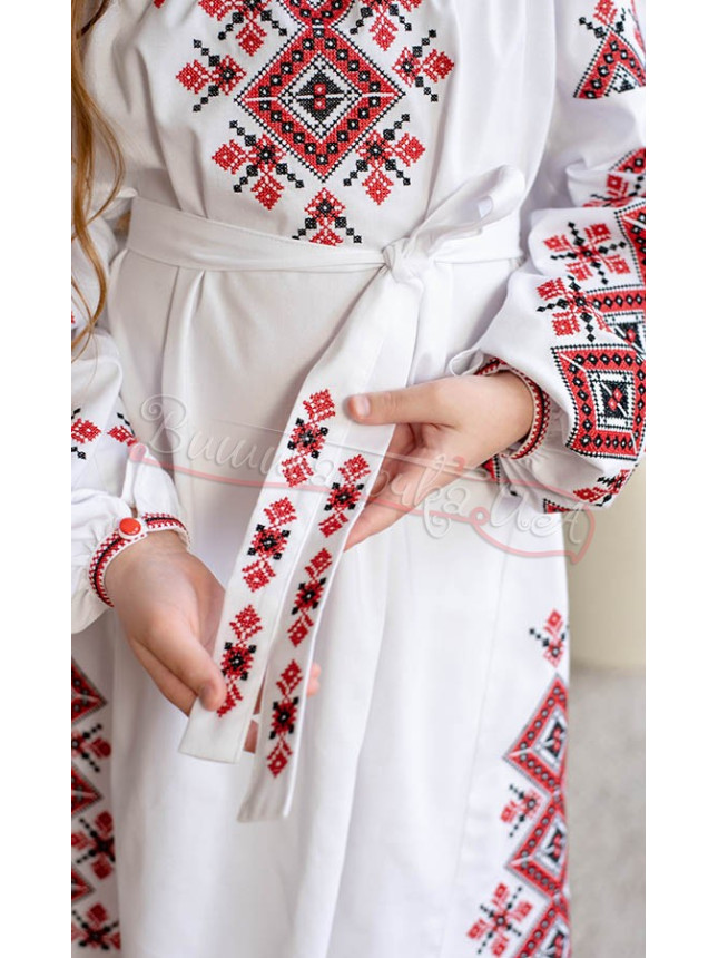 White embroidered dress for a girl 4361 size 140