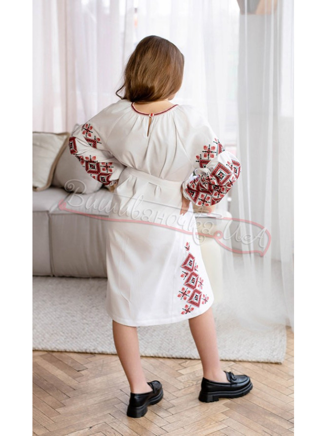 White embroidered dress for a girl 4361 size 140