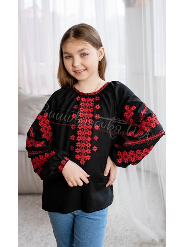 Black vyshyvanka for a girl 4368 size 152