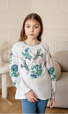 Children's shirt with embroidered swans 4374