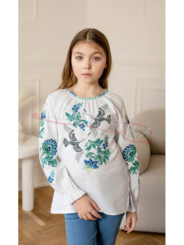 Children's shirt with embroidered swans 4374 size 110
