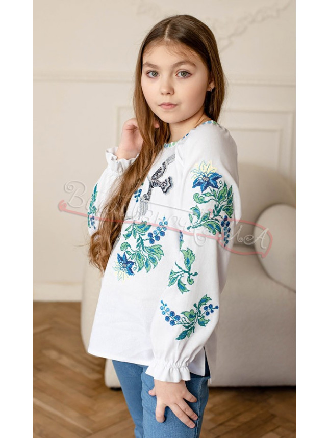 Children's shirt with embroidered swans 4374 size 110