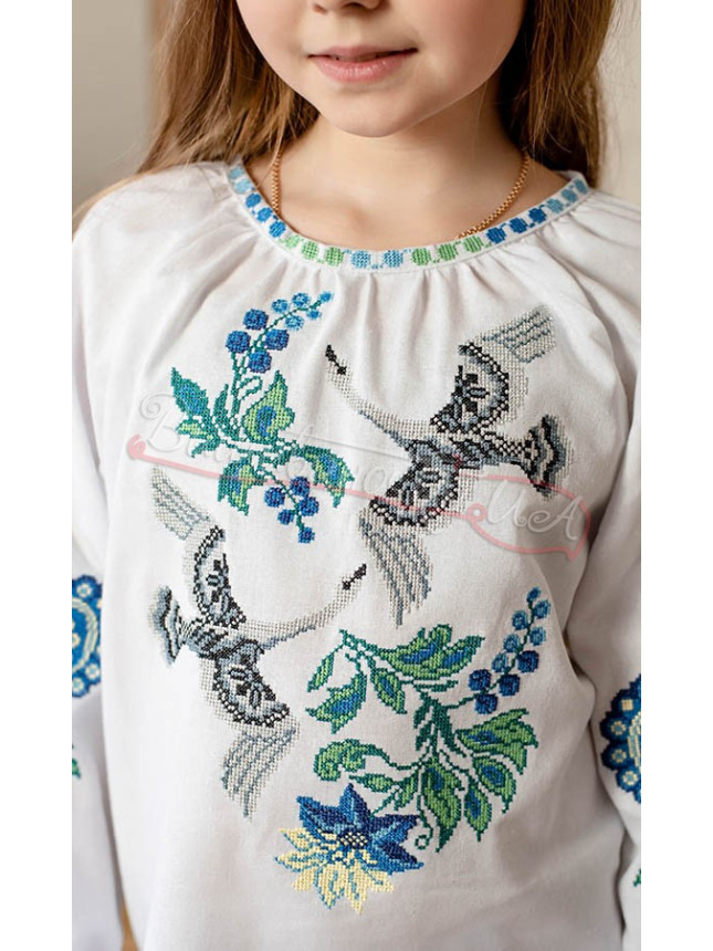 Children's shirt with embroidered swans 4374 size 110