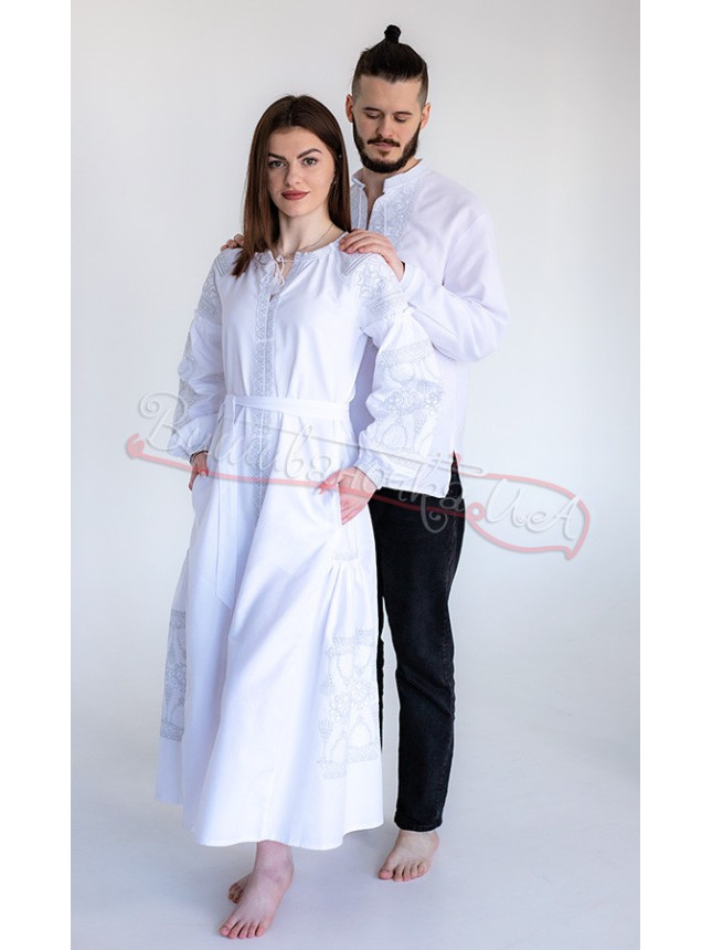 Snow-white embroidered set for a couple 73502