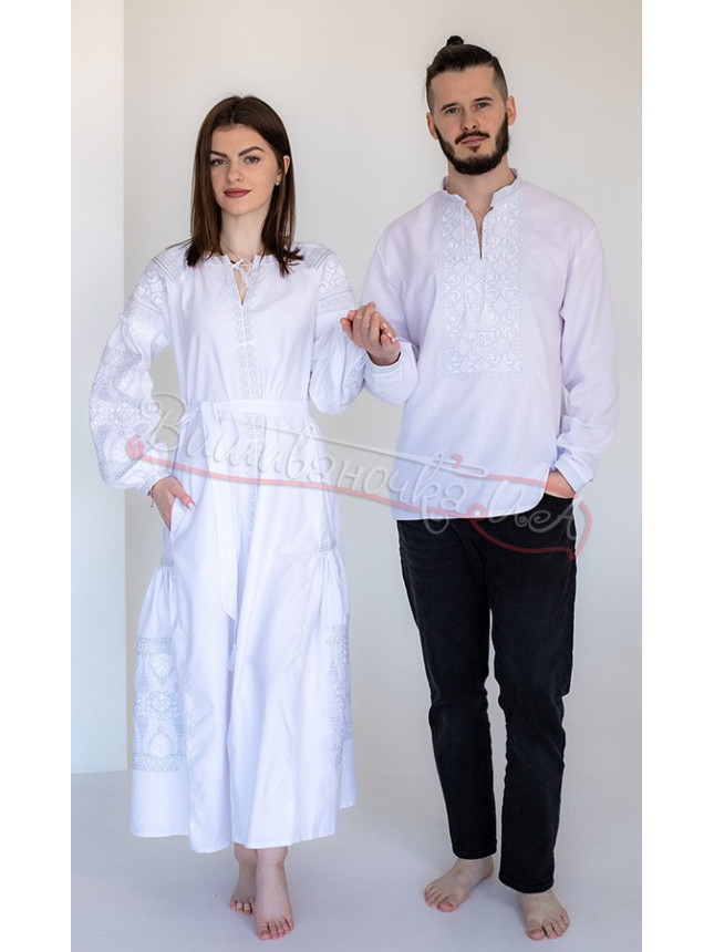 Snow-white embroidered set for a couple 73502