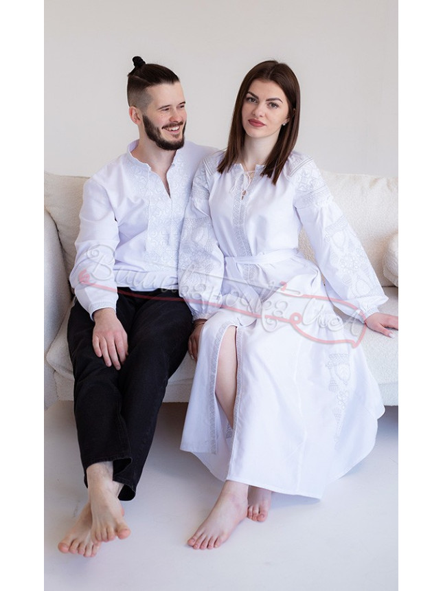 Snow-white embroidered set for a couple 73502