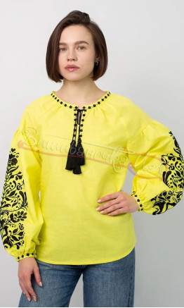 Yellow women's blouse with embroidery 1041