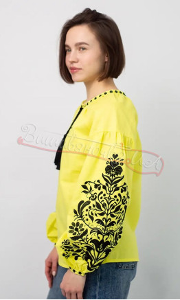 Yellow women's blouse with embroidery 1041