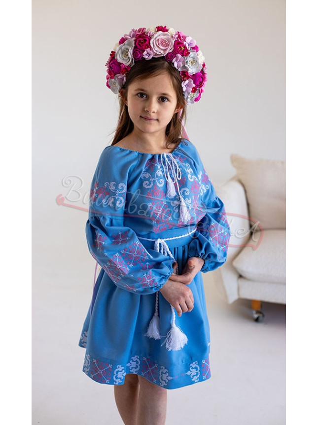 Light blue dress for a girl 854-11 size 116