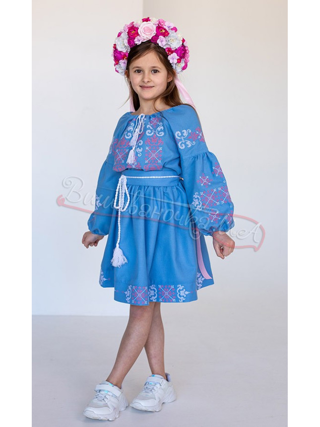 Light blue dress for a girl 854-11 size 116