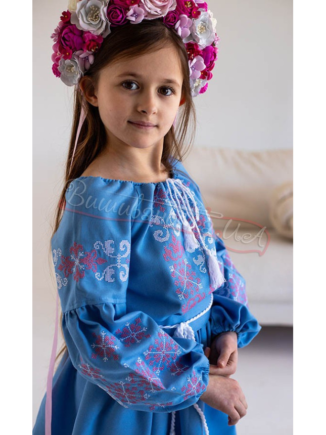 Light blue dress for a girl 854-11 size 116