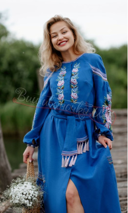 Вишита сукня синього кольору 4533