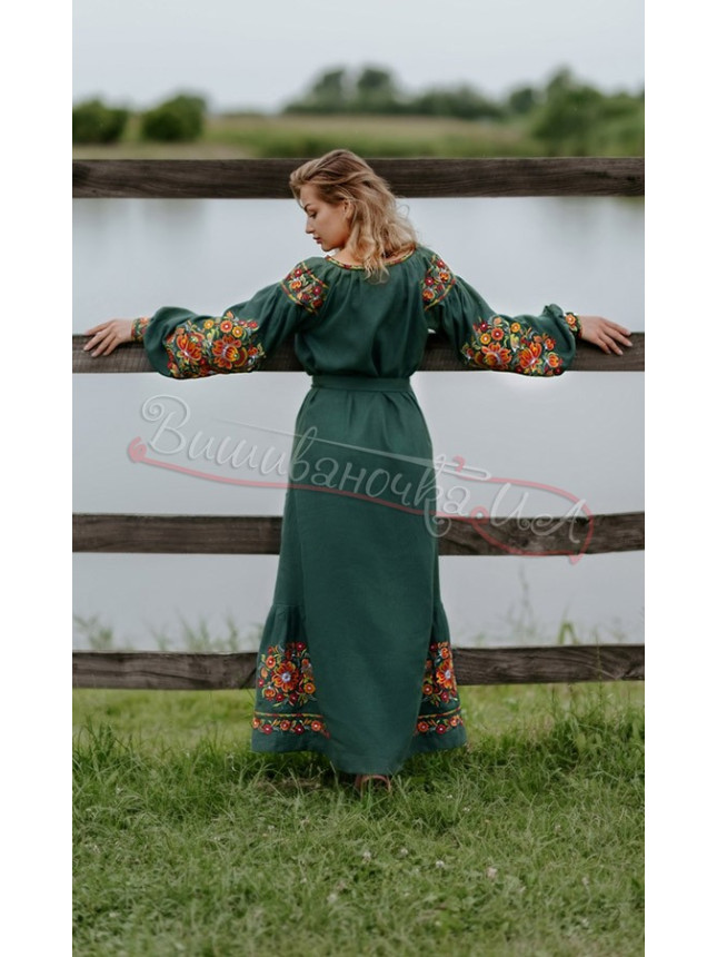 Linen dress with embroidery 4505 size 50