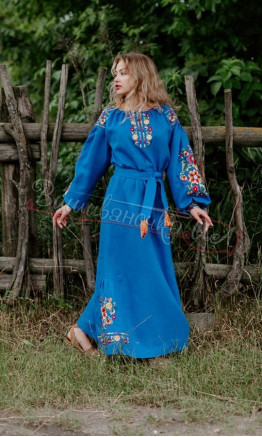 Довга сукня синього кольору 4519