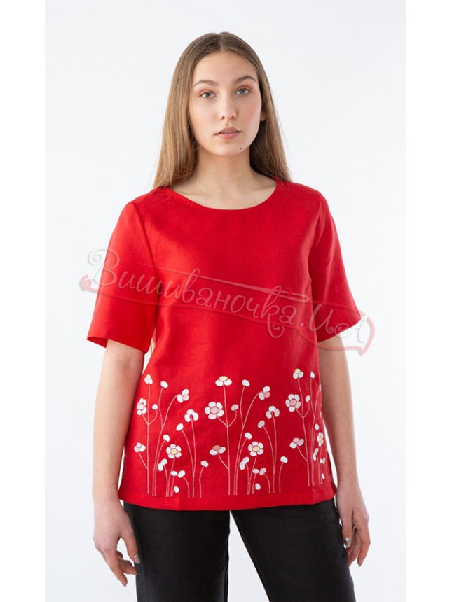 Blouse in linen BL 233 colour Red size L