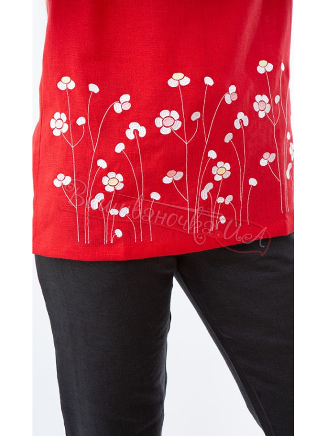 Blouse in linen BL 233 colour Red size L