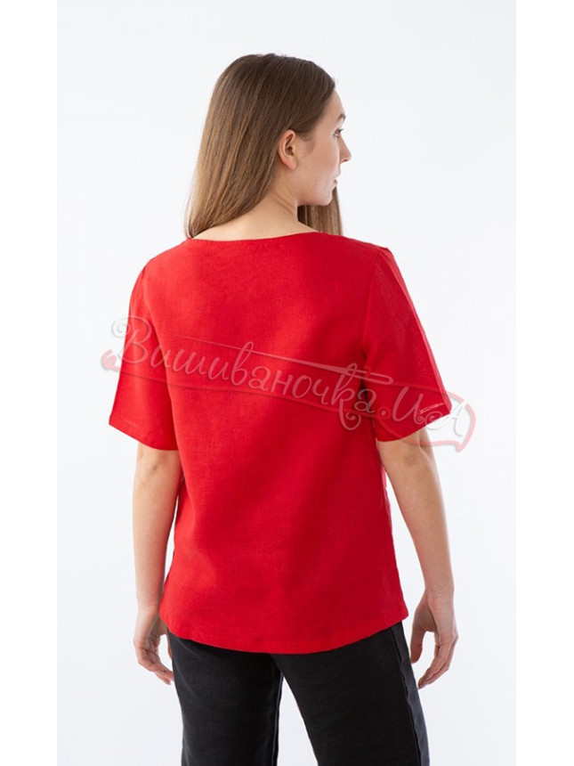 Blouse in linen BL 233 colour Red size L