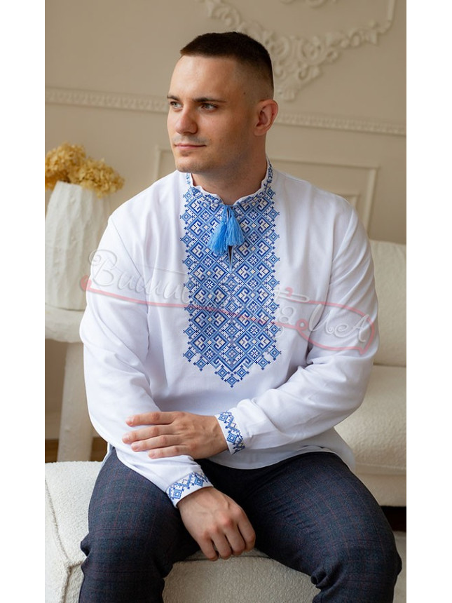 Vyshyvanka with light blue-yellow embroidery 6016-3 size 42