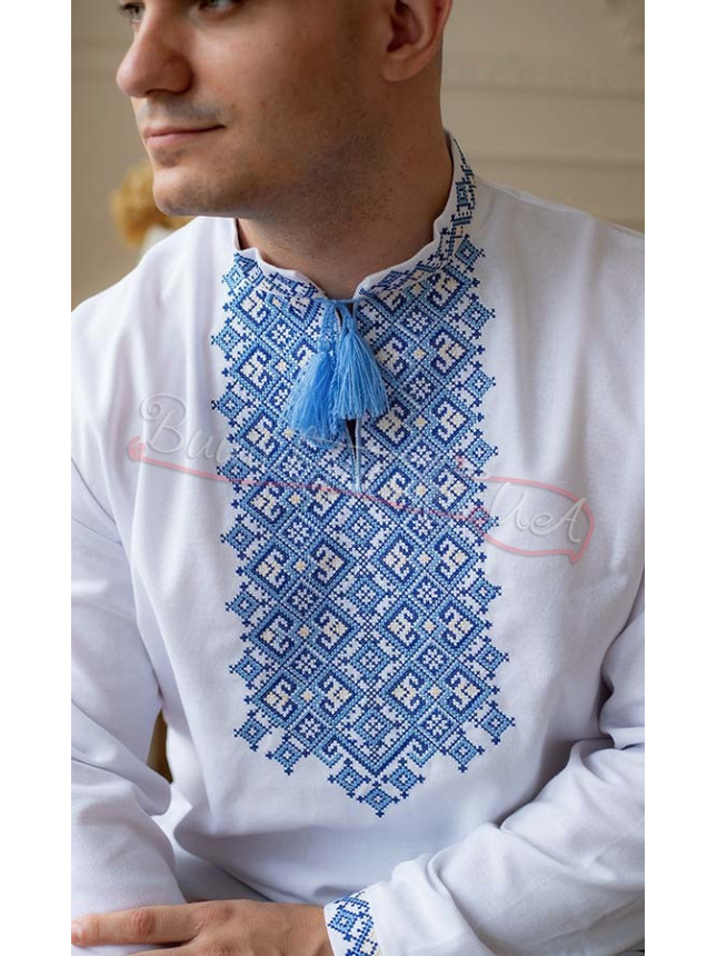 Vyshyvanka with light blue-yellow embroidery 6016-3 size 42