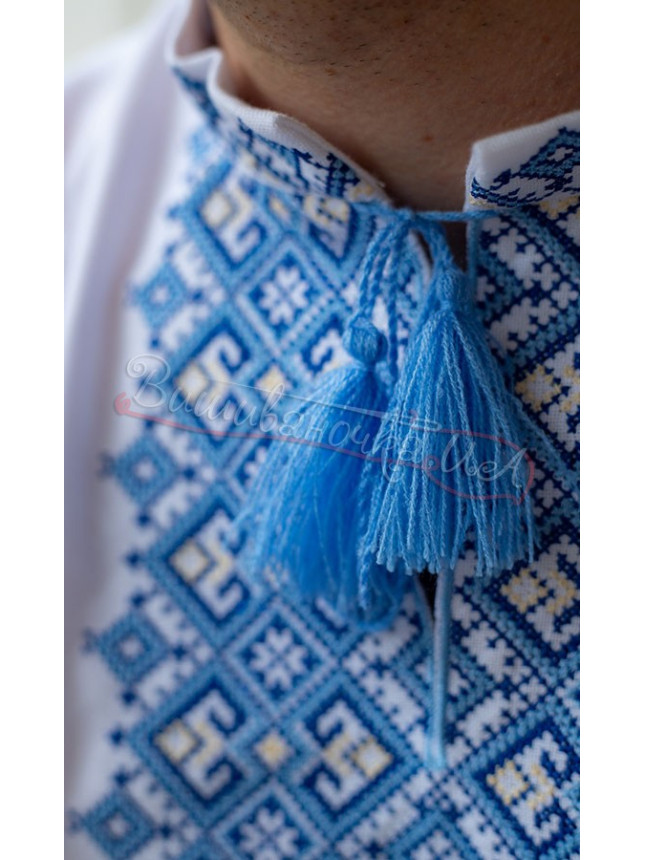 Vyshyvanka with light blue-yellow embroidery 6016-3 size 42