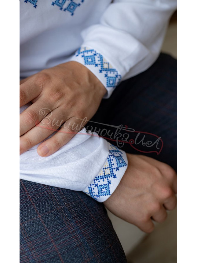 Vyshyvanka with light blue-yellow embroidery 6016-3 size 42