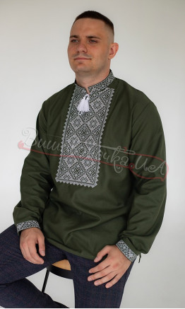 Embroidered shirt in khaki 319-11