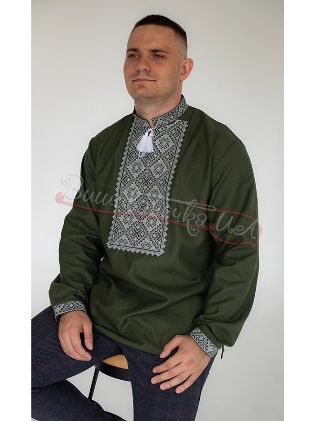 Embroidered shirt in khaki 319-11