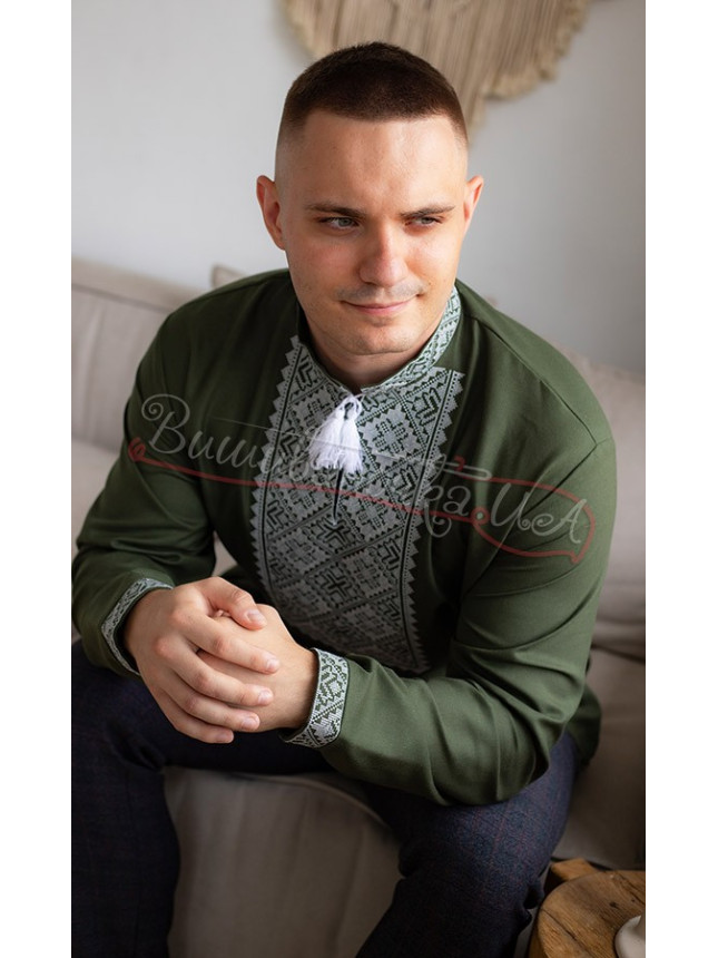 Embroidered shirt in khaki 319-11