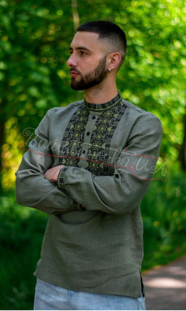 Вишиванка кольору хакі 4240