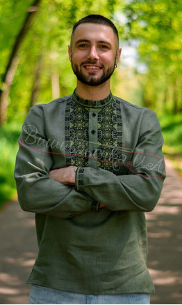 Вишиванка кольору хакі 4240