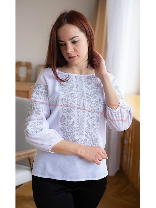 Women's vyshyvanka with grey pattern 526-1 size 44