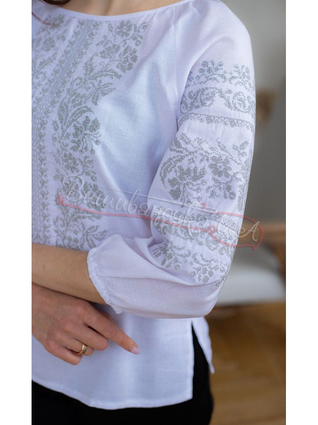 Women's vyshyvanka with grey pattern 526-1 size 44