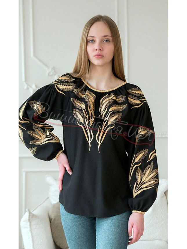 Vyshyvanka with gold wheat ears 4636 size 46