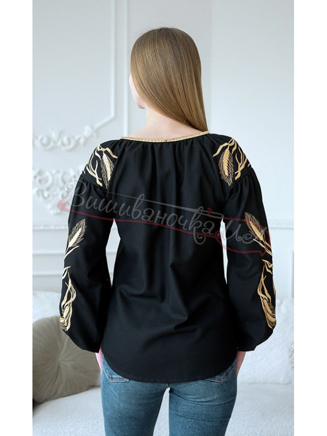 Vyshyvanka with gold wheat ears 4636 size 46