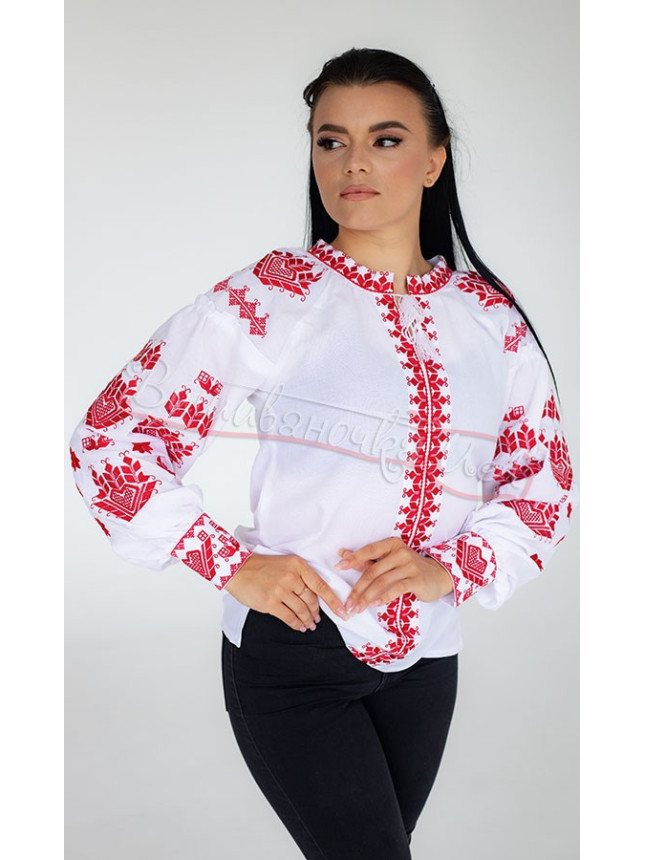 Women's blouse with red pattern 553-2 size 42