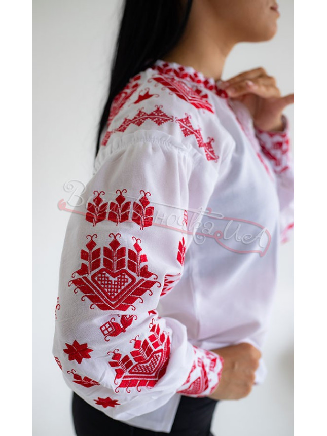 Women's blouse with red pattern 553-2 size 42