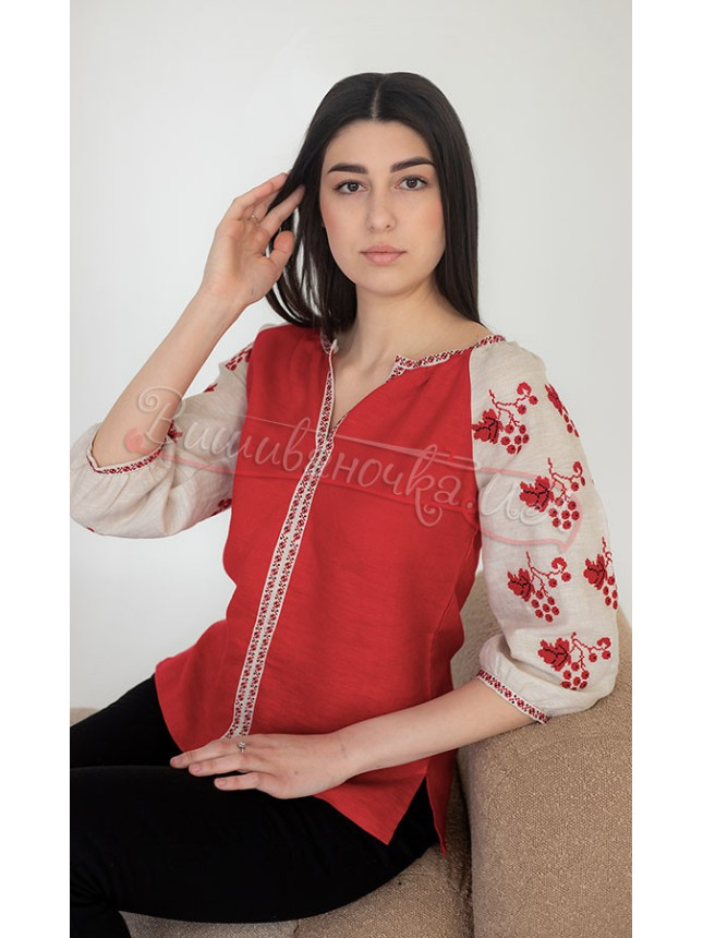 Women's blouse with a motif of viburnum 2200