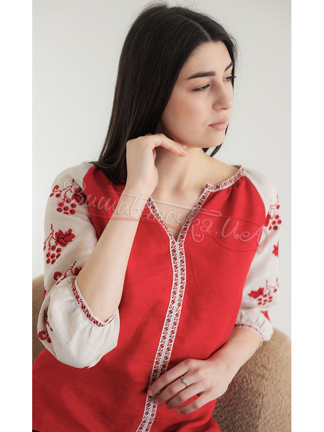 Women's blouse with a motif of viburnum 2200