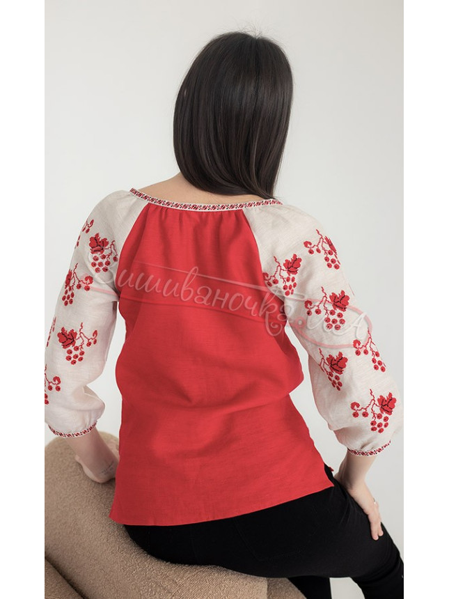 Women's blouse with a motif of viburnum 2200