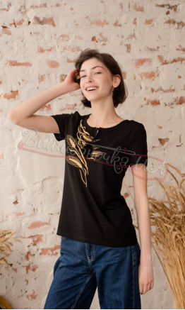 T-shirt with embroidered wheat ears 5146