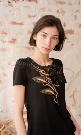 T-shirt with embroidered wheat ears 5146