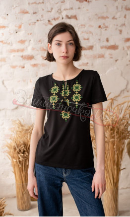 Black T-shirt with embroidery 5143