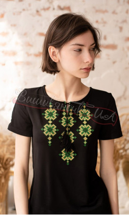 Black T-shirt with embroidery 5143