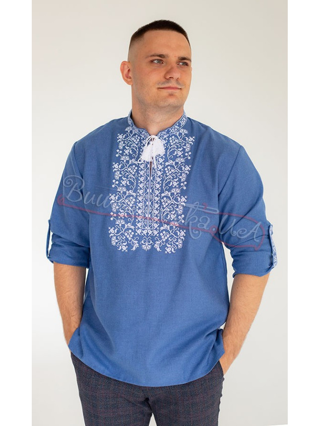 Bright men's vyshyvanka with a buttoned cuff 317-7+ size 50