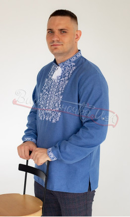 Bright men's vyshyvanka with a buttoned cuff 317-7+