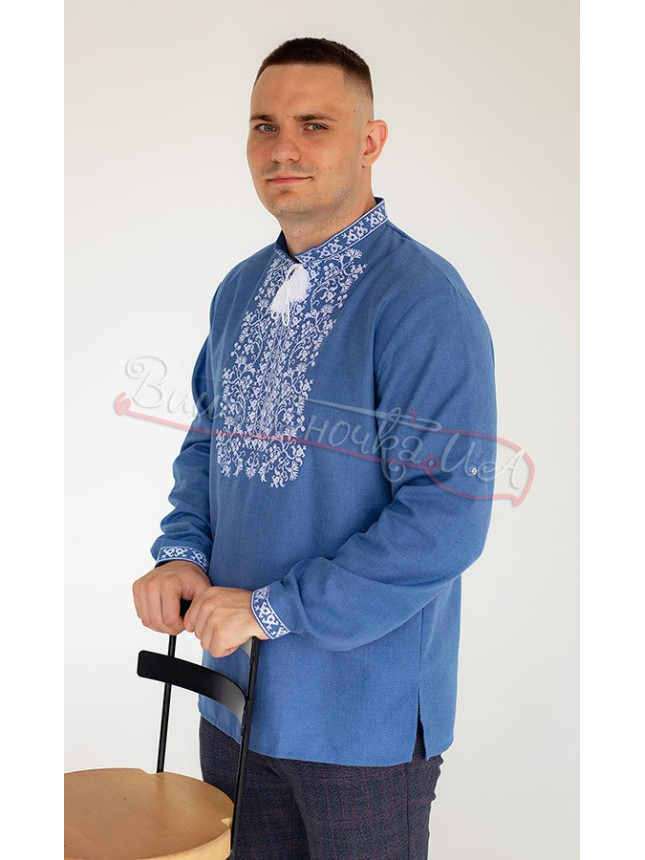 Bright men's vyshyvanka with a buttoned cuff 317-7+ size 50
