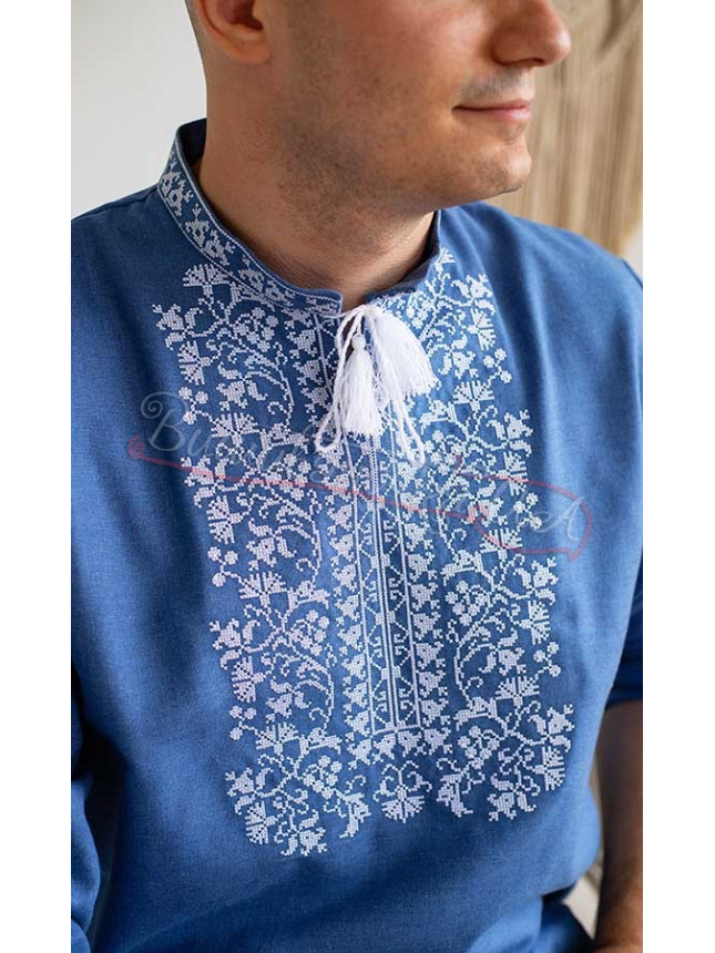 Bright men's vyshyvanka with a buttoned cuff 317-7+ size 50
