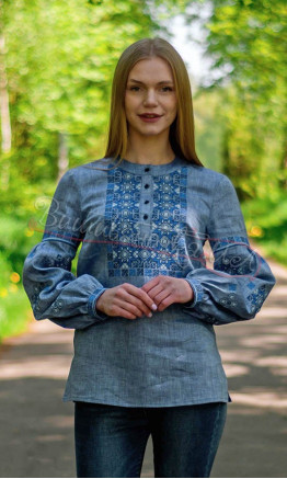 Жіноча блуза під джинс на льоні 4598