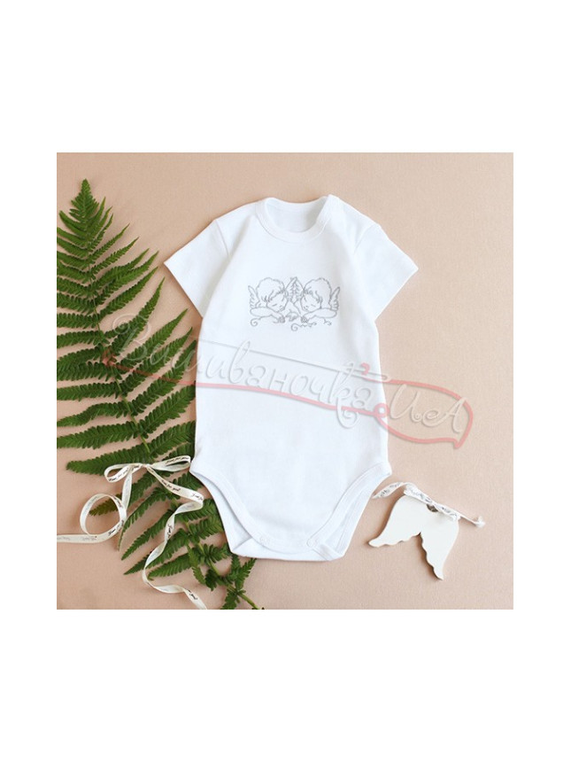 Embroidered bodysuit with short sleeves бд20-1 colour Ivory size 62